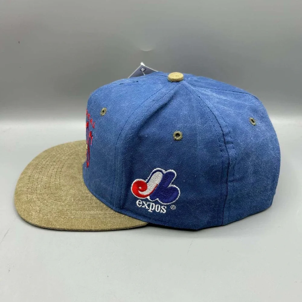 Vintage Montreal Expos Hat Men Blue Brown Signatures MLB Snap Back Cap New